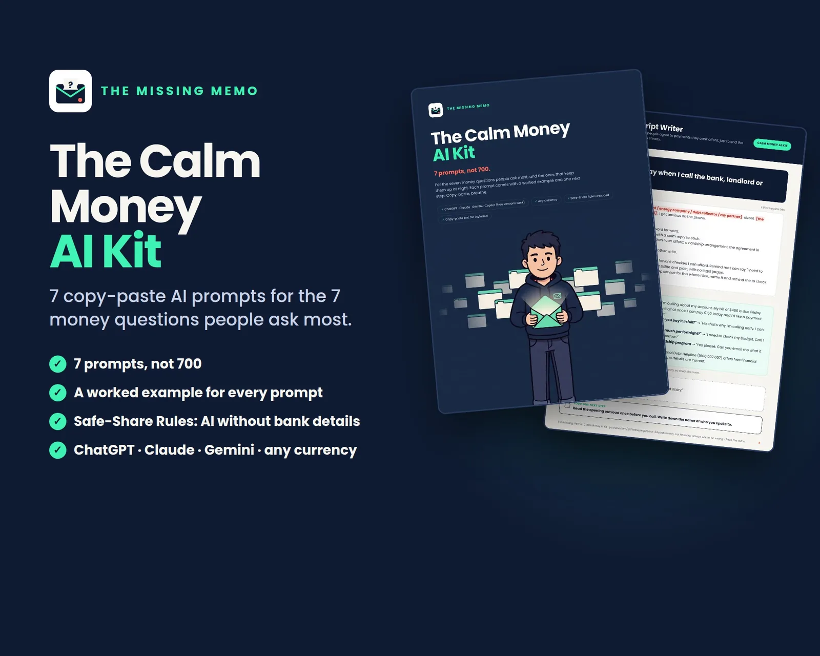 The Calm Money AI Kit: cover and pages