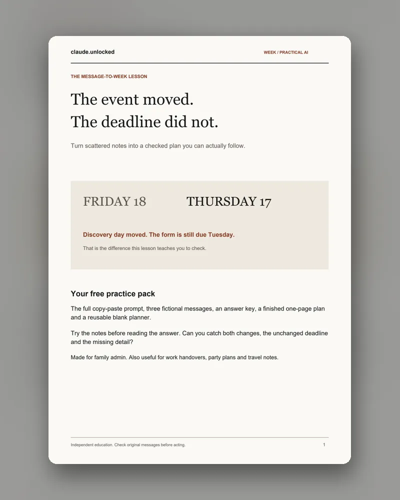 Turn Scattered Messages into a Checked Week cover
