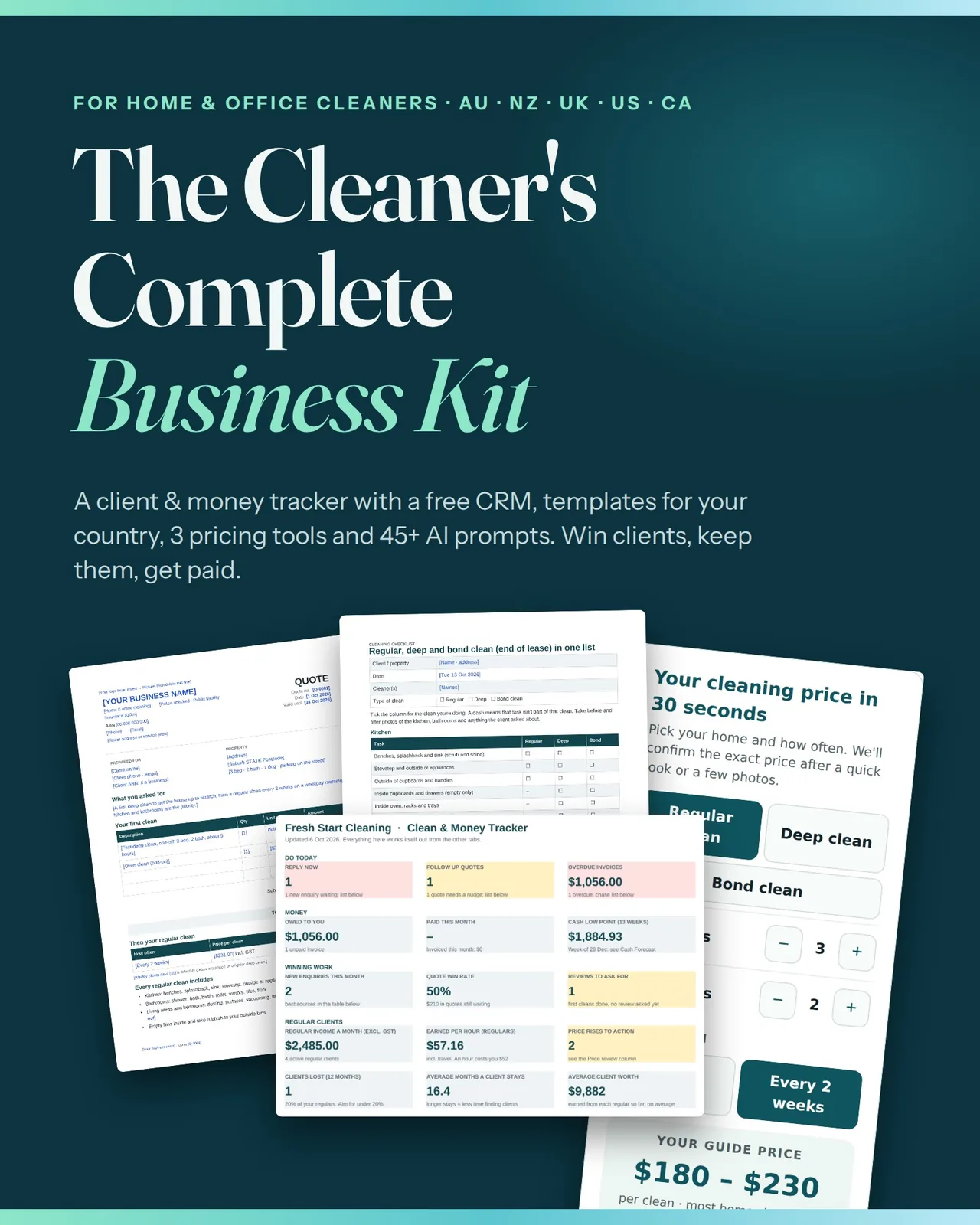 The Cleaner's Complete Business Kit: cover and pages