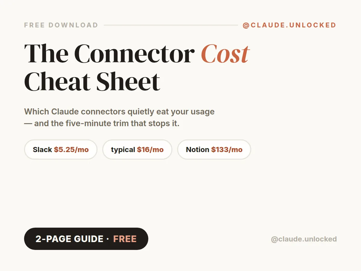 The Connector Cost Cheat Sheet: cover and pages