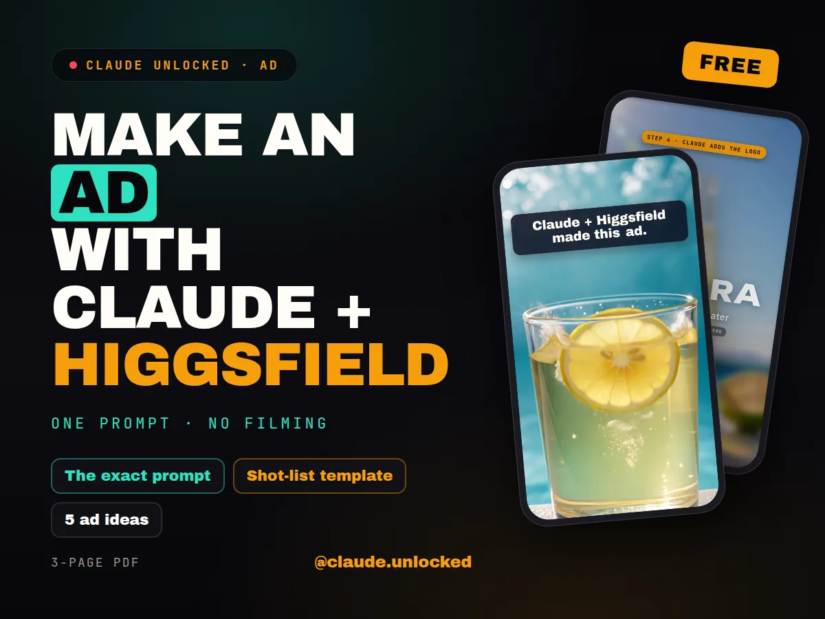 Make an Ad with Claude + Higgsfield: cover and pages