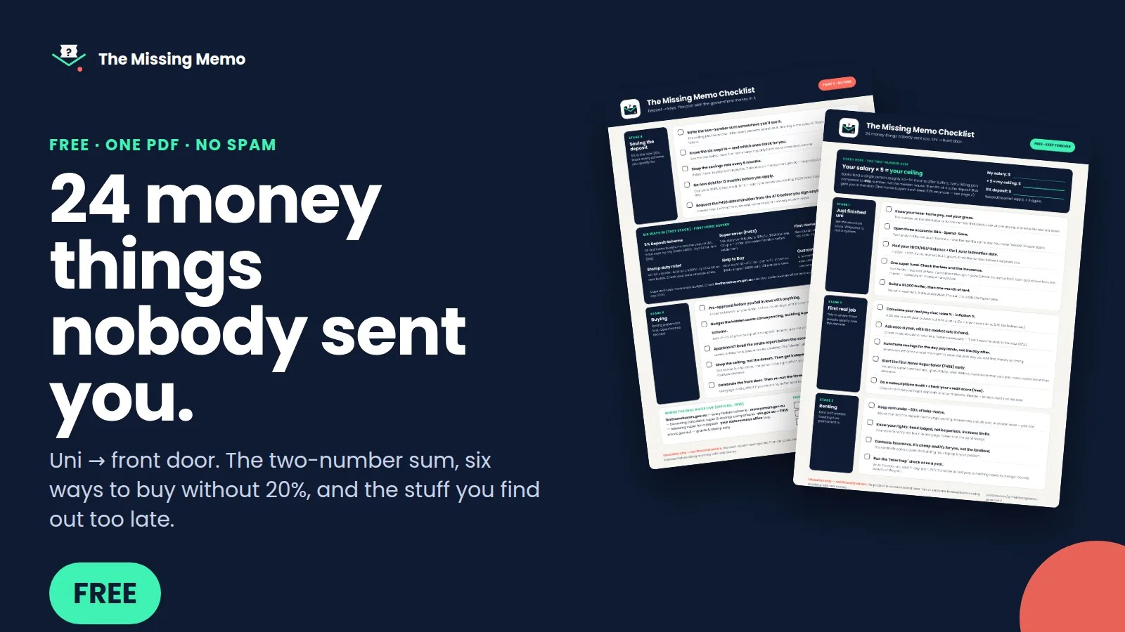 The Missing Memo Checklist: cover and pages